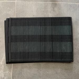 Set of 5 Black Woven Placemats Reed and Cord On‎ Fabric Backing